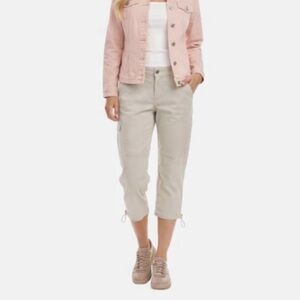 Express Khaki Cropped Cargo Pants Size 6 Utility Drawstring Leg